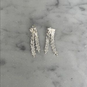 Vintage 1980s Sterling Silver 925 Dangle V Shaped Link Chain Earrings